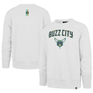 '47 Distinguished Charlotte Hornets White 2023/24 City Edition Postgame Headline Crew Pullover Sweatshirt Collector's item! A rare addition to any collection.