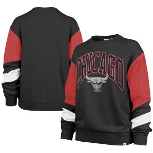 '47 Magnificent Chicago Bulls Women's Black 2023/24 City Edition Nova Crew Sweatshirt Collector's item! A rare addition to any collection.