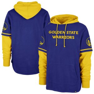 '47 Outstanding Golden State Warriors Royal Trifecta Shortstop Pullover Hoodie Sports enthusiasts