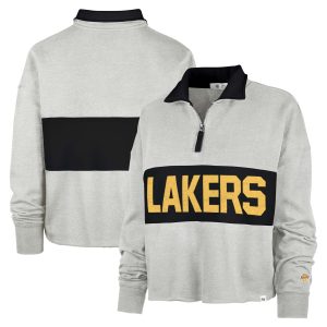 '47 Top - notch Los Angeles Lakers Women's Heather Gray Breakthrough Remi Quarter Zip Jacket Gift idea! Surprise a sports fan with this amazing jersey.