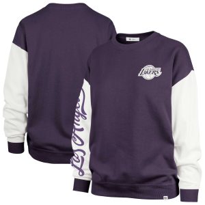 '47 Los Angeles Lakers Women's Oversized Pullover Sweatshirt Purple Rise Andie Pullover Stylish Sweatshirt Retailers