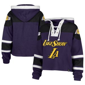 '47 Los Angeles Lakers Women's Purple 2024/25 City Edition Superior Cropped Lace Up Enchanting Pullover Hoodie Designed for performance! Get this functional jersey.
