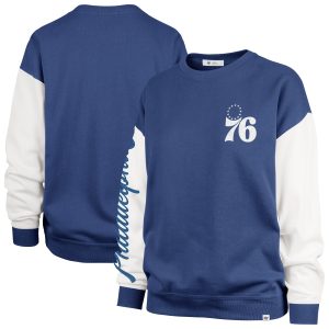 '47 Delightful Philadelphia 76ers Women's Royal Plus Size Oversized Rise Andie Pullover Sweatshirt Enhance your game - day look! Get this fashionable jersey.