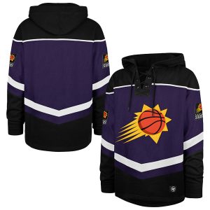 '47 Phoenix Suns Purple Oversized Distinguished Tri Satin Layup Lacer Pullover Hoodie Act fast! Only a handful left. Secure this amazing jersey now.