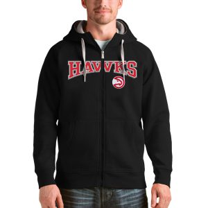 Antigua Atlanta Hawks Black Victory Full Zip Fantastic Hoodie Stand out from the crowd! Wear this eye - catching jersey.