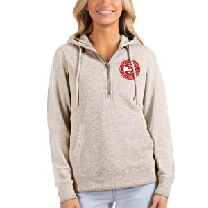 Antigua Atlanta Hawks Women's Oatmeal Magnificent Action Half Zip Pullover Hoodie Flash sale! Snag this great jersey at a discounted price.