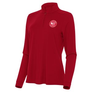 Antigua Atlanta Hawks Women's Red Intent Quarter Zip Top Refined Sports enthusiasts