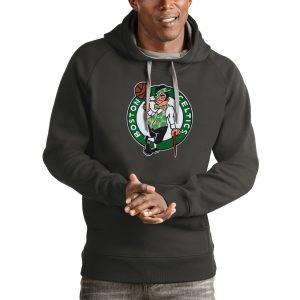 Antigua Boston Celtics Charcoal High - quality Logo Victory Pullover Hoodie Be the first! Order this trendy jersey ahead of the crowd.