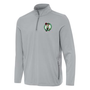Antigua Enchanting Boston Celtics Gray Perilous Quarter Zip Sweatshirt High - demand item! Order this sought - after jersey immediately.