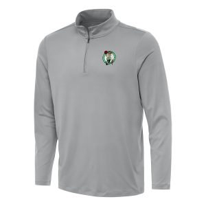 Antigua Boston Alluring Celtics Gray Reprocess Quarter Zip Top Sports fans