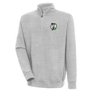 Antigua Boston Celtics Heather Gray Exquisite Victory Quarter Zip Pullover Top Team spirit! Show it off with this awesome jersey.