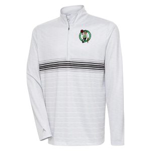 Antigua Boston Celtics Heather Gray/Black Bullseye Quarter Zip Pullover Top Glamorous Celebrate your team! Order this commemorative jersey.