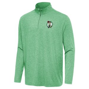 Antigua Boston Celtics Unique Heather Kelly Green Hunk Quarter Zip Top Upgrade your fan gear! Order this premium jersey today.