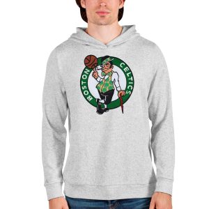 Antigua Boston Celtics Heathered Gray Delightful Logo Absolute Pullover Hoodie Hurry! Exclusive offer. Get your hands on this outstanding jersey right away.