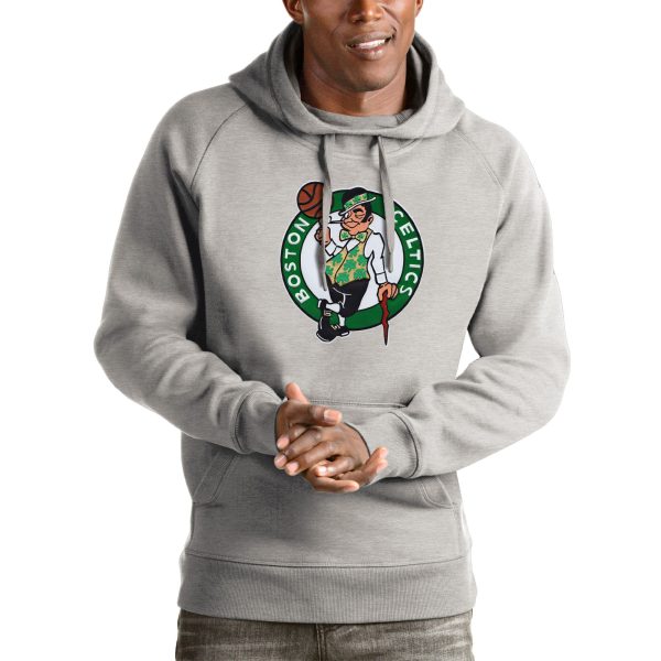 Antigua Boston Celtics Heathered Premium - grade Gray Logo Victory Pullover Hoodie Celebrate your team! Order this commemorative jersey.