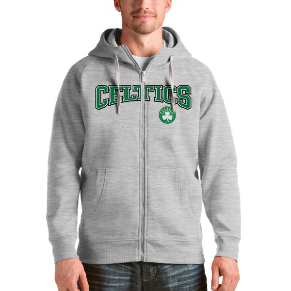 Antigua Boston Celtics Superior Heathered Gray Victory Full Zip Hoodie Retailers
