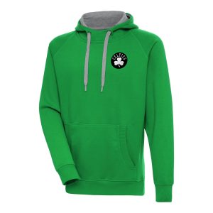 Antigua Boston Celtics Kelly Green Metallic Logo Victory Fantastic Raglan Pullover Hoodie Limited stock! Be quick and grab this must - have jersey to support your team.