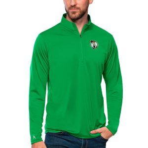 Antigua Boston Superior Celtics Kelly Green Tribute Quarter Zip Pullover Top Sports enthusiasts