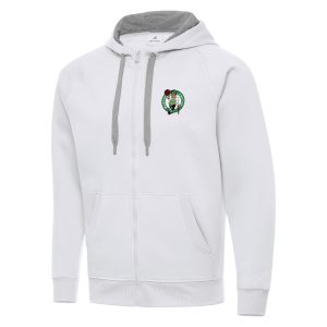 Antigua Boston Celtics White Big Fabulous & Tall Victory Full Zip Hoodie Jacket Customizable! Personalize this great jersey.