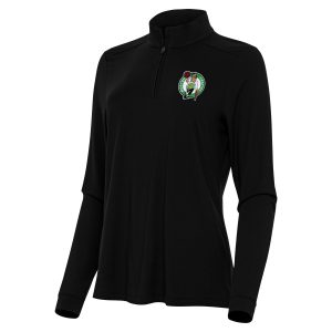 Antigua Boston Celtics Women's Premium Black Intent Quarter Zip Top Sports fans