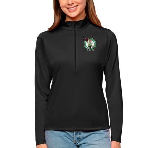 Antigua Boston Celtics Women's Black Tribute Unique Half Zip Top Upgrade your fan gear! Order this premium jersey today.