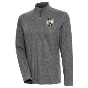 Antigua Boston Celtics Elegant Women's Heather Black Confront Quarter Zip Pullover Top Limited edition! Don't miss your chance to own this unique jersey.