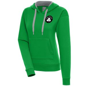 Antigua Boston Celtics Women's Kelly Remarkable Green Brushed Metallic Victory Pullover Hoodie Collector's item! A rare addition to any collection.