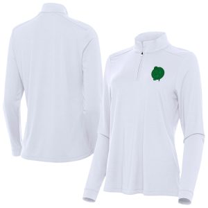 Antigua Boston Celtics Women's White St. Patrick's Stylish Day Intent Quarter Zip Top Limited stock! Be quick and grab this must - have jersey to support your team.