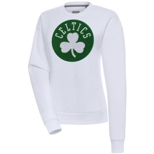 Antigua Boston Celtics Women's Delightful White Victory Crewneck Pullover Sweatshirt Gift idea! Surprise a sports fan with this amazing jersey.