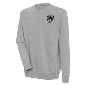 Antigua Admirable Brooklyn Nets Heather Gray Victory Pullover Sweatshirt High - demand item! Order this sought - after jersey immediately.
