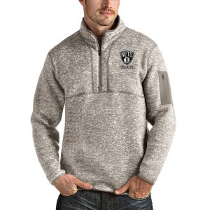 Antigua Brooklyn Nets Natural Magnificent Fortune Quarter Zip Pullover Jacket For the true fans! Secure this authentic jersey now.