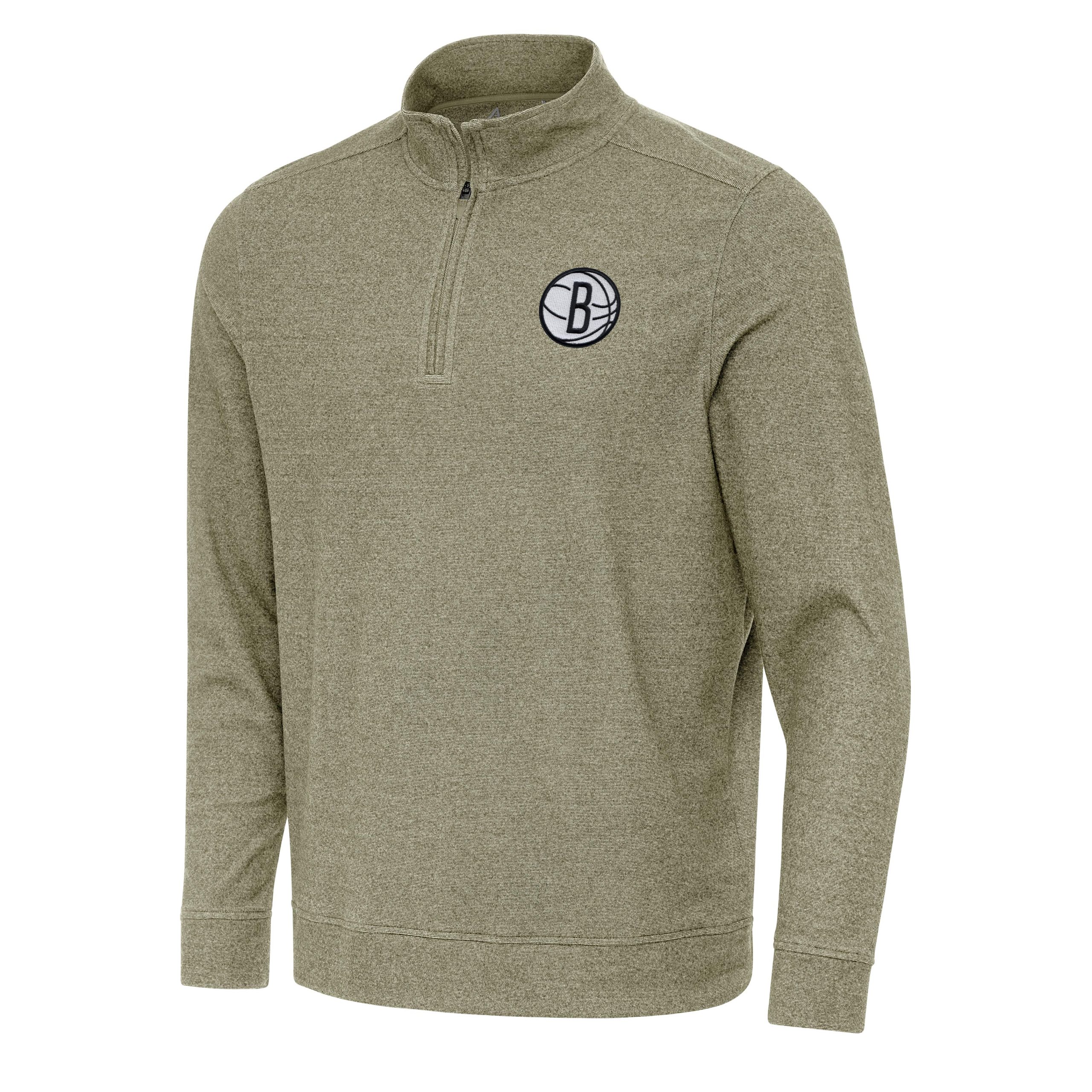 Antigua Marvelous Brooklyn Nets Olive Subtle Quarter Zip Sweatshirt Exclusive design! Own a jersey like no other.