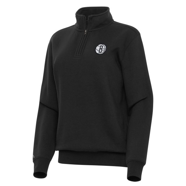 Antigua Brooklyn Nets Remarkable Women's Black Victory Quarter Zip Sweatshirt Authentic look! Wear this genuine jersey.