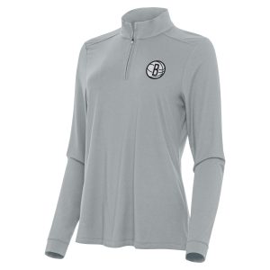 Antigua Alluring Brooklyn Nets Women's Gray Intent Quarter Zip Top Customizable! Personalize this great jersey.