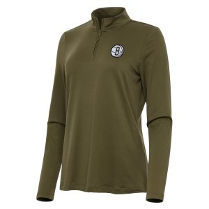 Antigua Brooklyn Admirable Nets Women's Olive Reprocess Quarter Zip Top High - demand item! Order this sought - after jersey immediately.
