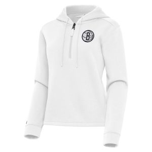 Antigua Brooklyn Nets Women's Phenomenal White Contemporary Quarter Zip Hoodie Join the elite! Get this exclusive jersey.