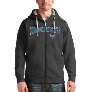 Antigua Charlotte Hornets Charcoal Victory Outstanding Full Zip Hoodie For the true fans! Secure this authentic jersey now.
