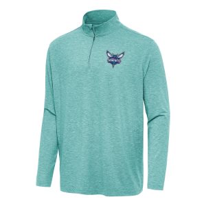 Antigua Charlotte Hornets Heather Aqua Hunk Quarter Zip Top Striking Trending now! Grab this hot jersey while you can.