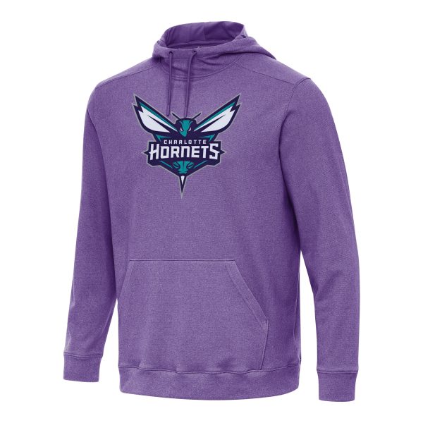 Antigua Charlotte Hornets Heather Purple Cloud Top - notch Pullover Hoodie Sports fans