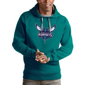 Antigua Charlotte Hornets Teal Logo Victory Pullover Hoodie Exquisite Be the first! Order this trendy jersey ahead of the crowd.