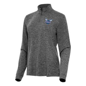 Antigua Charlotte Hornets Women's Heather Fabulous Black Mentor Quarter Zip Mock Long Sleeve Top Perfect fit! Order this comfortable jersey.
