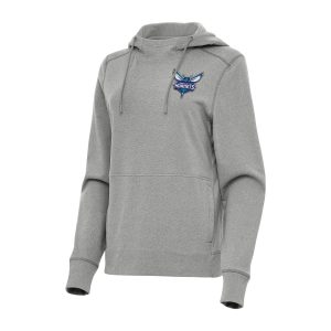 Antigua Charlotte Hornets Women's Unique Heather Gray Justice Pullover Hoodie Customizable! Personalize this great jersey.