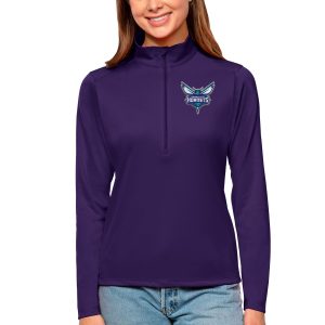 Antigua Charlotte Hornets Women's Purple Fabulous Tribute Half Zip Top Collectors
