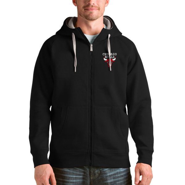 Antigua Chicago Bulls Black Logo Victory Full Refined Zip Hoodie Retailers