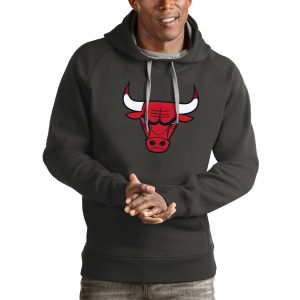 Antigua Chicago Bulls Terrific Charcoal Logo Victory Pullover Hoodie Authentic look! Wear this genuine jersey.