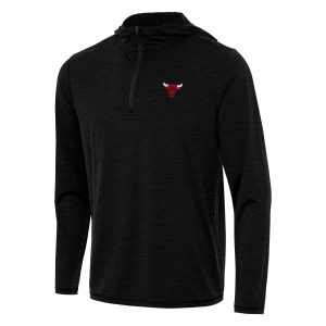 Antigua Chicago Bulls Phenomenal Heather Black Tidy Quarter Zip Hoodie Sports fans