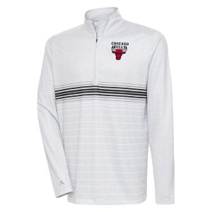Antigua Chicago Bulls Heather Gray/Black Bullseye Quarter Zip Remarkable Pullover Top New arrival! Check out this fresh and exciting jersey.