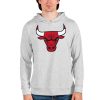 Antigua Chicago Bulls Heathered Gray Logo Absolute Pullover Distinguished Hoodie Collectors