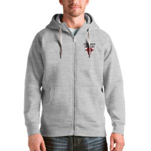 Antigua Chicago Bulls Heathered Gray Notable Logo Victory Full Zip Hoodie Team spirit! Show it off with this awesome jersey.