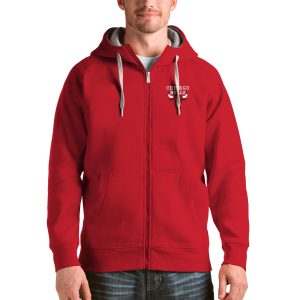 Antigua Chicago Bulls Red Logo Victory Full Zip Impressive Hoodie High - demand item! Order this sought - after jersey immediately.
